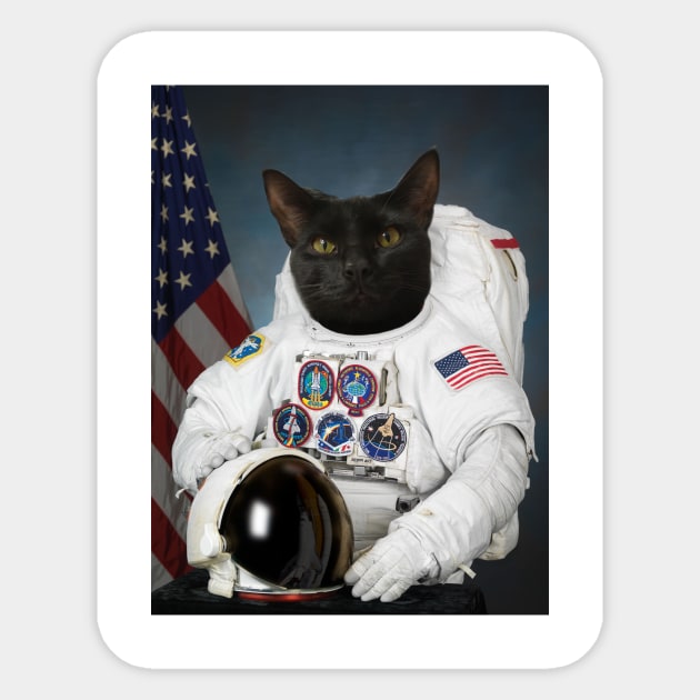 Black Cat Astronaut (Nasa Employee Photo) Sticker by treszurechest